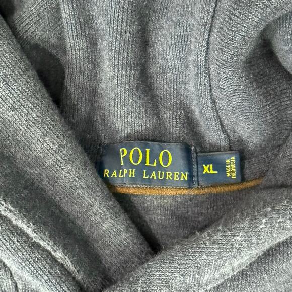 Polo Ralph Lauren Luxury Jersey Shawl Heather Blue Pullover Sweater size XL Mens - Picture 3 of 12